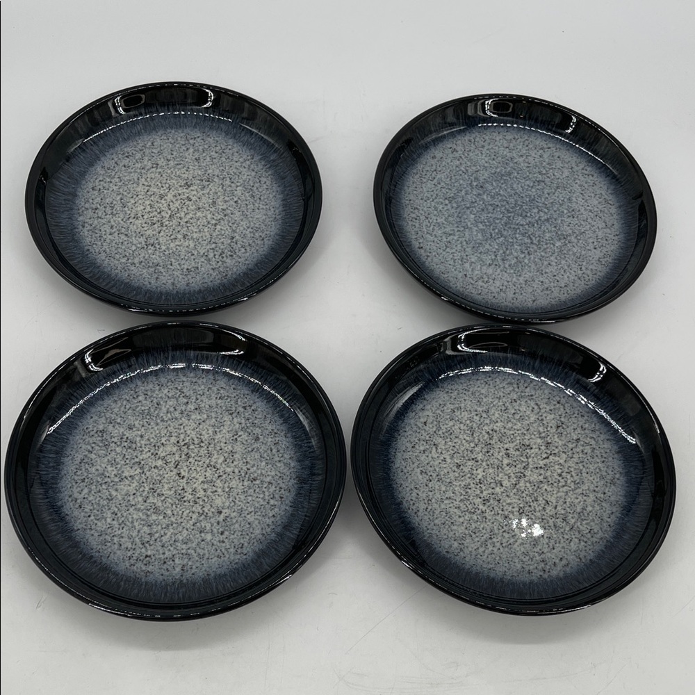 Denby Halo Alt Mediym Couple Plates-Set Of 4 Speckled Blue And Gray